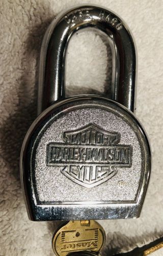 HARLEY - DAVIDSON PADLOCK WITH BAR AND SHIELD LOGO AND LEATHER POUCH 5