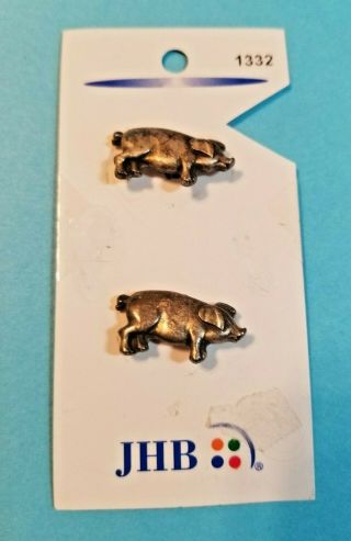 Jhb Creative Button Card W/ 2 Metal Pig Realistic Buttons 5/8 " Across