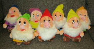 Vintage Disneyland Walt Disney World Seven Dwarfs Plush All 7 Doll Toy 7 "