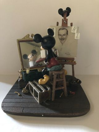 Disney Parks Self Portrait Mickey Mouse And Walt Disney Figurine Nib W/coa