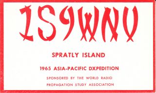 1s9wnv Qsl Card Spratly Island Don Miller 1965
