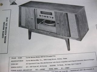 Curtis Mathes 4227ab Phonograph Radio Photofact