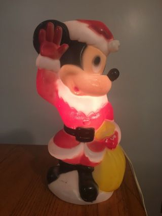 Vtg Empire Disney Christmas Mickey Mouse Santa Blow Mold Light