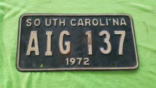 Vintage License Plate Tag South Carolina 1972 Aig 137 Sc Rustic $4 Combine Ship