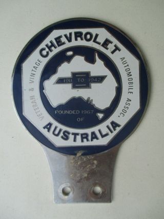 Chevrolet Australia Veteran & Vintage Automobile Association Metal Car Badge Emb