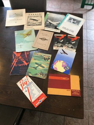 13 Pre Wwii Aviation Brochures Publications Boeing,  Fokker,  Shell & Standard Oil