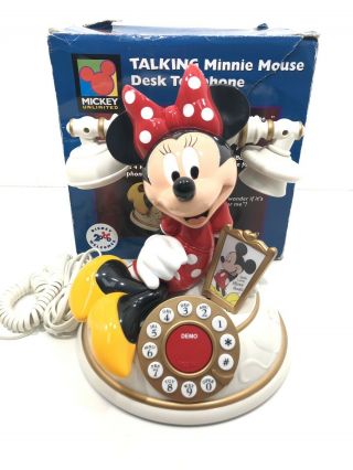 Vintage Disney Minnie Mouse Telemania Desk Phone Collectible W/ Box