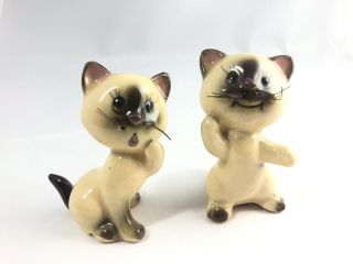 Vintage Siamese Cats Ceramic Salt & Pepper Shakers W/ Whiskers M - 781 M - 791 Japan