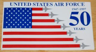 1997 Usaf Us Air Force 50th Anniversary F - 16 Star Spangled Banner Flag Sticker
