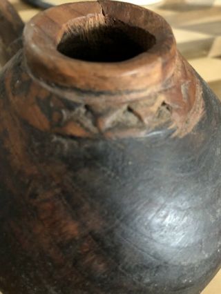Antique Tribal Gourd Water Vessel Container Wood No Clue