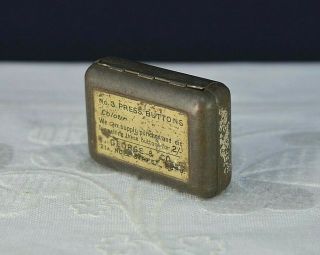 Vintage Tiny Tin No.  3 Press Buttons George Old Antique Miniature Small Sewing