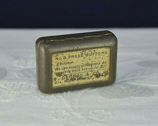 Vintage Tiny Tin No.  3 Press Buttons George Old Antique Miniature Small Sewing 2