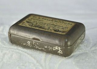 Vintage Tiny Tin No.  3 Press Buttons George Old Antique Miniature Small Sewing 3