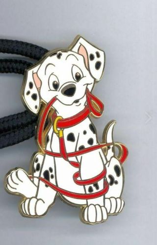 Disney 101 Dalmatians Puppy Dog Tangled W/ Leash Cast Pin Lanyard Id Tag Holder