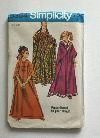 Vintage 1969 Simplicity 8354 Caftan Sewing Pattern One Size Fits All Uncut