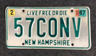 1987 Hampshire Vanity License Plate 57conv Nh 87 Chevy Convertible Ragtop 57