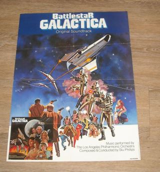 1978 Battlestar Galactica Tv Soundtrack Album Lp Advertising Poster 18 X 24 Gga