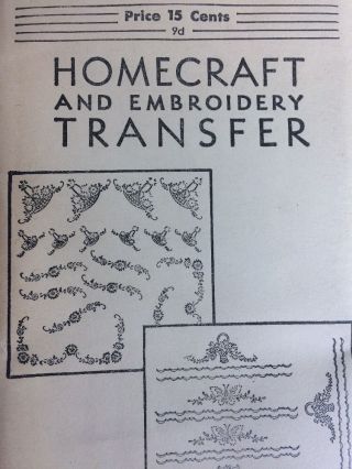 Vintage 20s 30s Homecraft Transfer Pattern Floral Butterfly For Stamped Linens