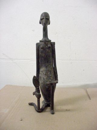 African Art Dogon Bronze Warrior Statue A 10 " Long - 3lbs