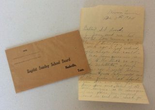 Vtg 1924 Handwritten Letter Baptist Sunday School Board Nashville Tn Unposted