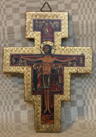 Greek Or Russian Orthodox Icon Cross Byzantine Style Hand Painting On Wood