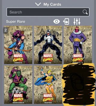 Topps Digital Marvel Collect Classic Color Bundle Of 6 - Hawkeye,  Venom,  Goblin