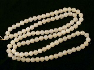 34 Inches Lovely Chinese White Jade Round Beads Prayer Necklace Vaa024