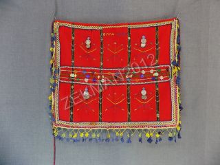 Antique Folk Hand - Embroidered Handwoven Macedonian Woolen Apron From Skopie