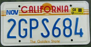 Can You Find This " Gps " 1988 California Sun Plate 2gps684 With Your Gps??
