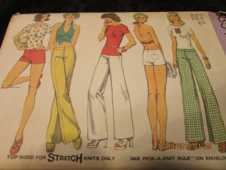 Vintage 70s Hip Hugger Pant Mini Shorts Halter Top 12 Simplicity 6354 Pattern