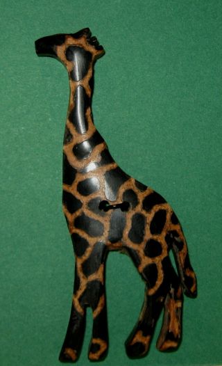 Large Vintage Realistic Giraffe Button Made With Termite Wood Laminated
