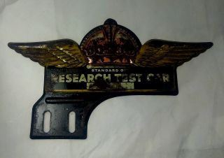 Vintage License Topper Standard Oil Research Test Car Wings And Crown