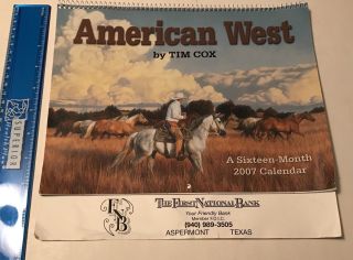 2007 Calendar American West Artist A.  T.  " Tim " Cox The Cowboy 