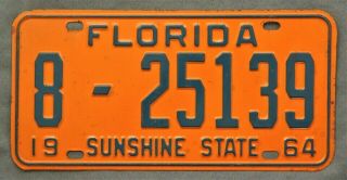 Florida 1964.  License Plate.