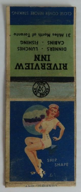 Vintage Riverview Inn Pin Up Girl Matchbook Cover (inv23858)