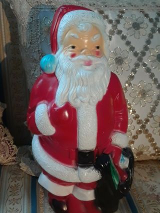 Vintage Christmas Blow Mold Santa Claus With Toy Bag Outdoor Indoor Window 13 "