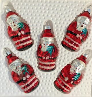 Vintage Bradford Santa Claus Christmas Ornaments Hand Decorated Glass