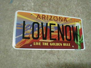 Arizona Golden Rule Vanity License Plate Lovenow,  Love Now,  Peace,  Love,  Tennis