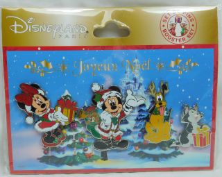 Disney Disneyland Paris Pin Trade 2018 Merry Christmas Minnie Moickey Pluto Set