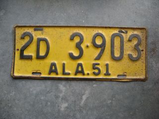 1951 51 Alabama Al License Plate Tag Decoration Sweet 2d 3903