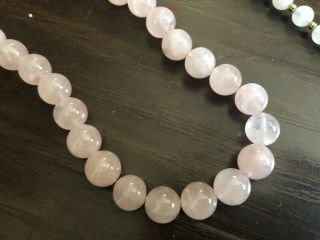 Fine Chinese Pink Rose Quartz Stone Bead Necklace Reserved For Bk