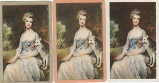 Girl And Dog - Set Of 3 Single Vintage Swap Playing Cards