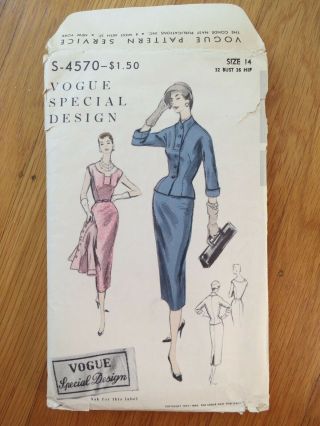 Vogue Special Design S 4570 Vintage Dress,  Jacket pattern 14 Bust 32 50s 1950s 2