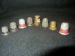 Vintage Sewing Thimbles Singer Silver Brass Gold Tone X Eight (8) Asst Sizes