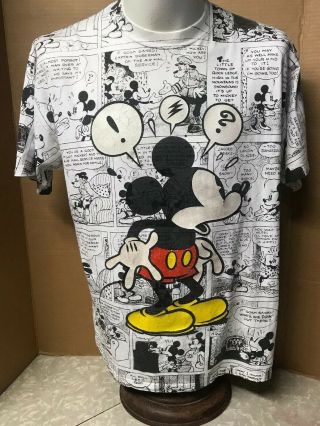 Vintage Velva Sheen Mickey Mouse Cartoon Comic T Shirt Glitter Adult Xl
