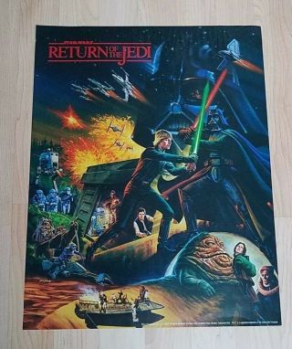Vintage Star Wars Return Of The Jedi 1983 2 Sided Poster Coca - Cola C