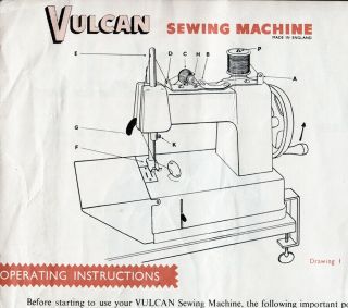Vulcan Toy Sewing Machine Instruction Leaflet