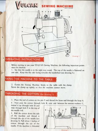 Vulcan toy sewing machine instruction leaflet 2