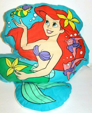 Vintage Little Mermaid Large Bed Pillow Stuffed Throw 1990 