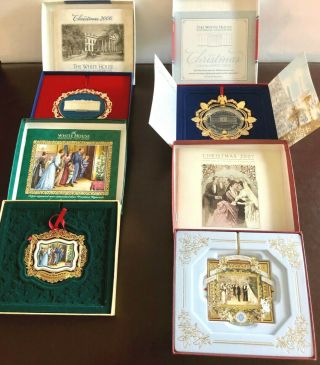 4 White House Historical Association Christmas Ornaments 2000/02/07/11 W/boxes